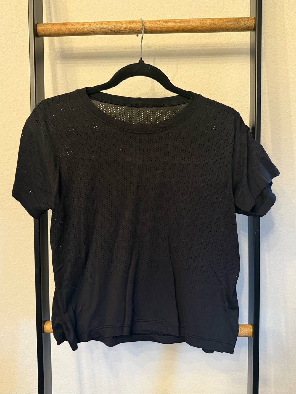 lululemon athletica Black Perforated Short Sleeve Tee